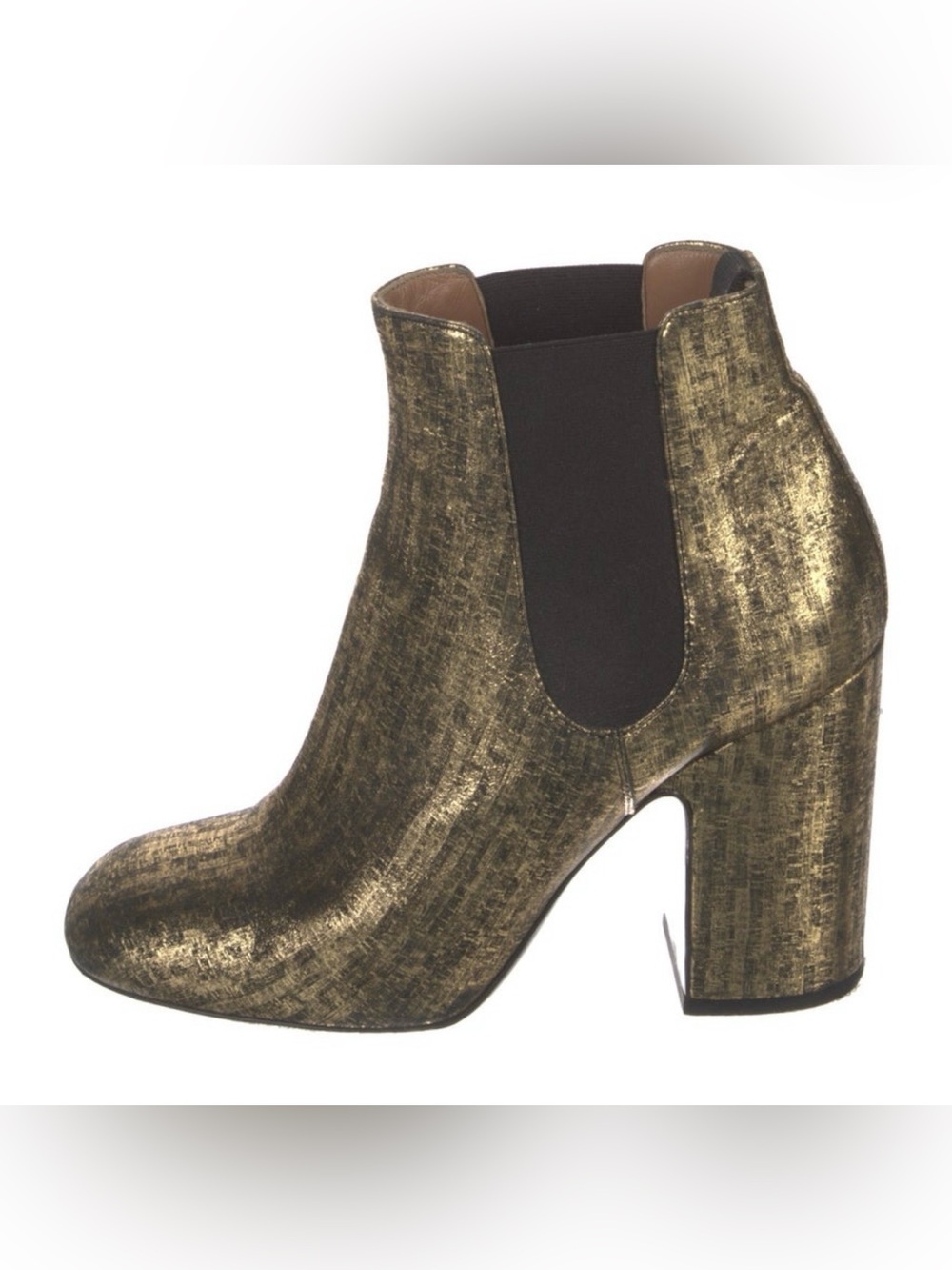 Laurence Dacade Gold Metallic Chelsea Block Heel Booties